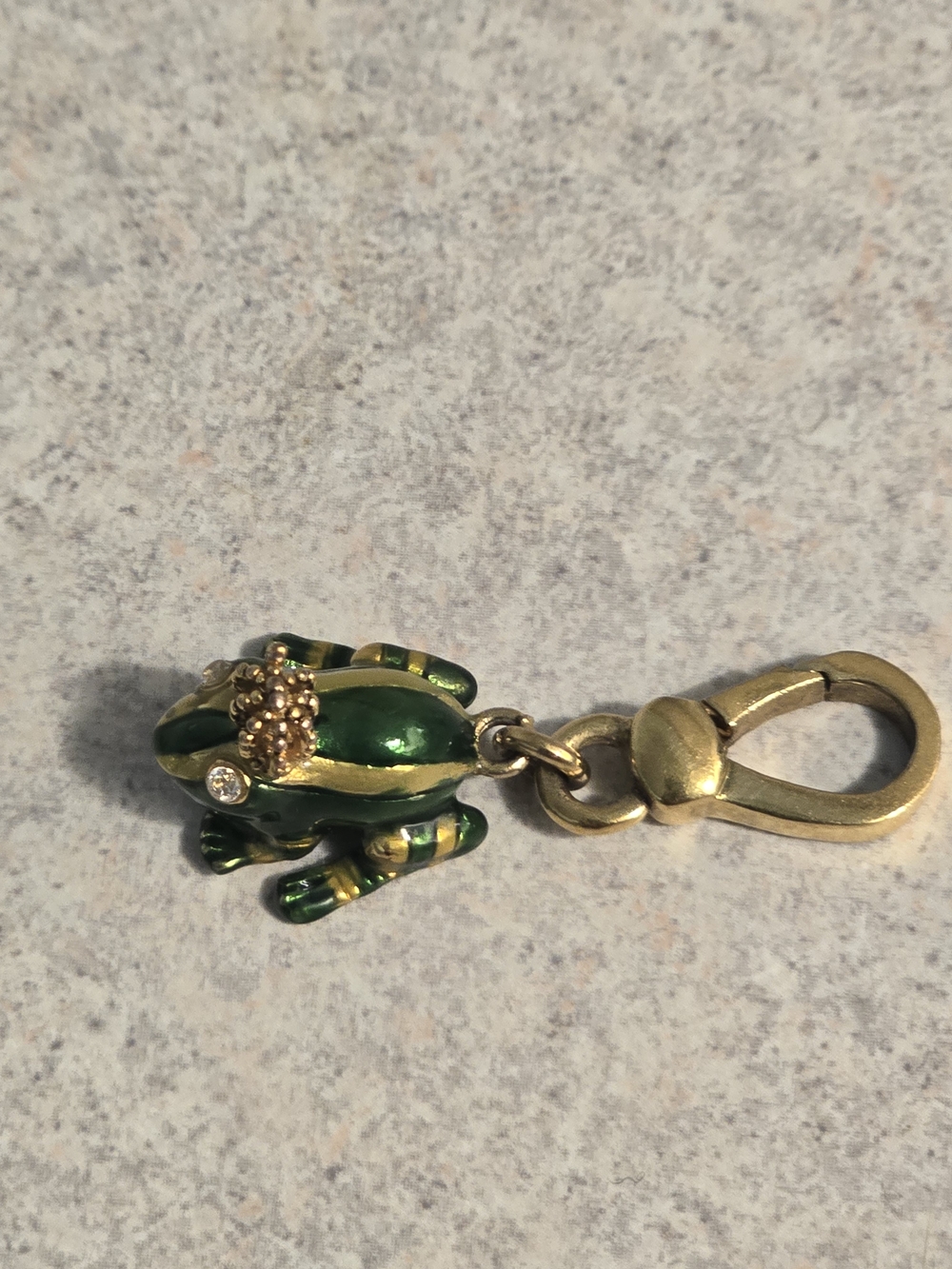 Juicy Couture Gold-Tone Green Enamel Frog Keychain Charm